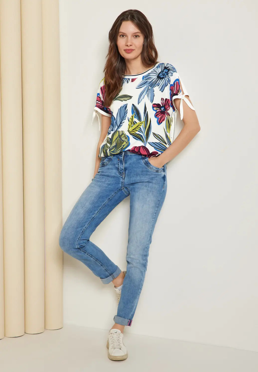 Cecil - Material Mix Printed Shirt - 319641