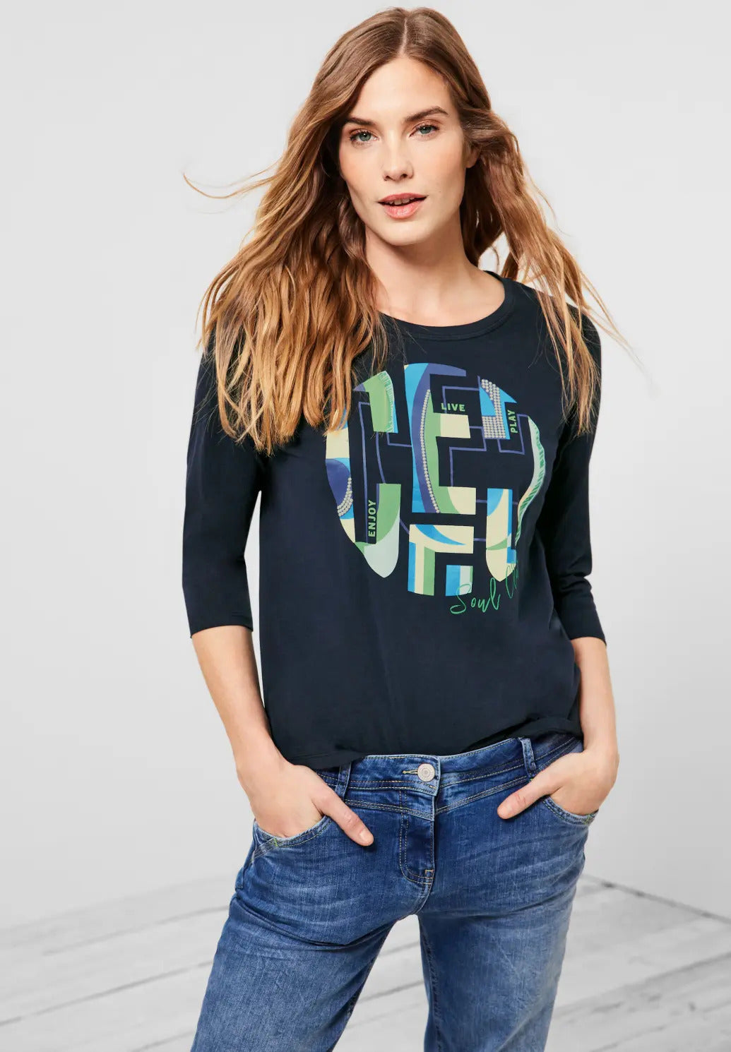 Cecil - Circle Front Print Top - 319111