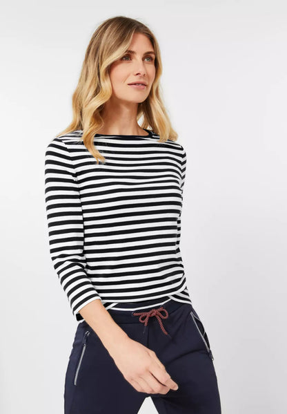 Cecil - Striped Boat-neck Top - 318453S