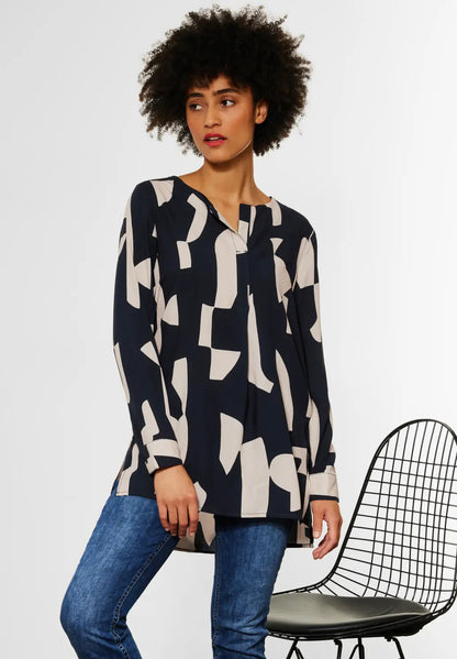 Street One - Placket & Pleat Long Blouse - 343649