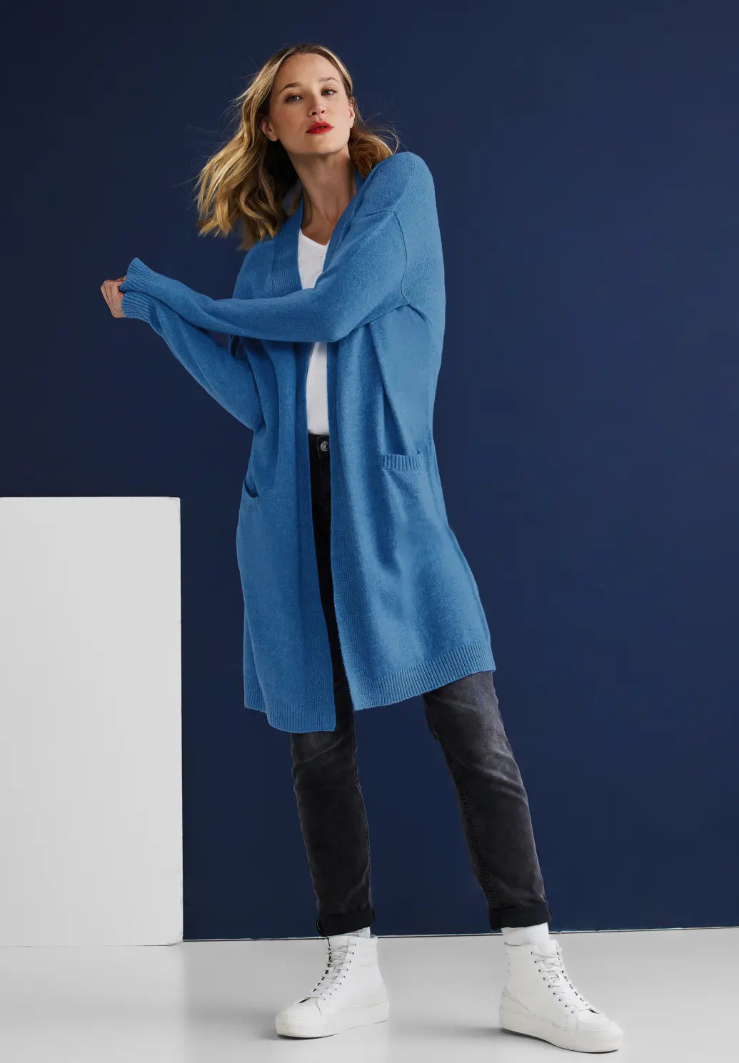 Street One - Long Structured Detailed Cardigan - 253554