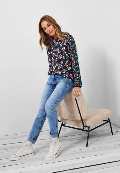 Cecil - Flower Print Mix Blouse - 343786