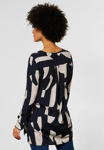 Street One - Placket & Pleat Long Blouse - 343649