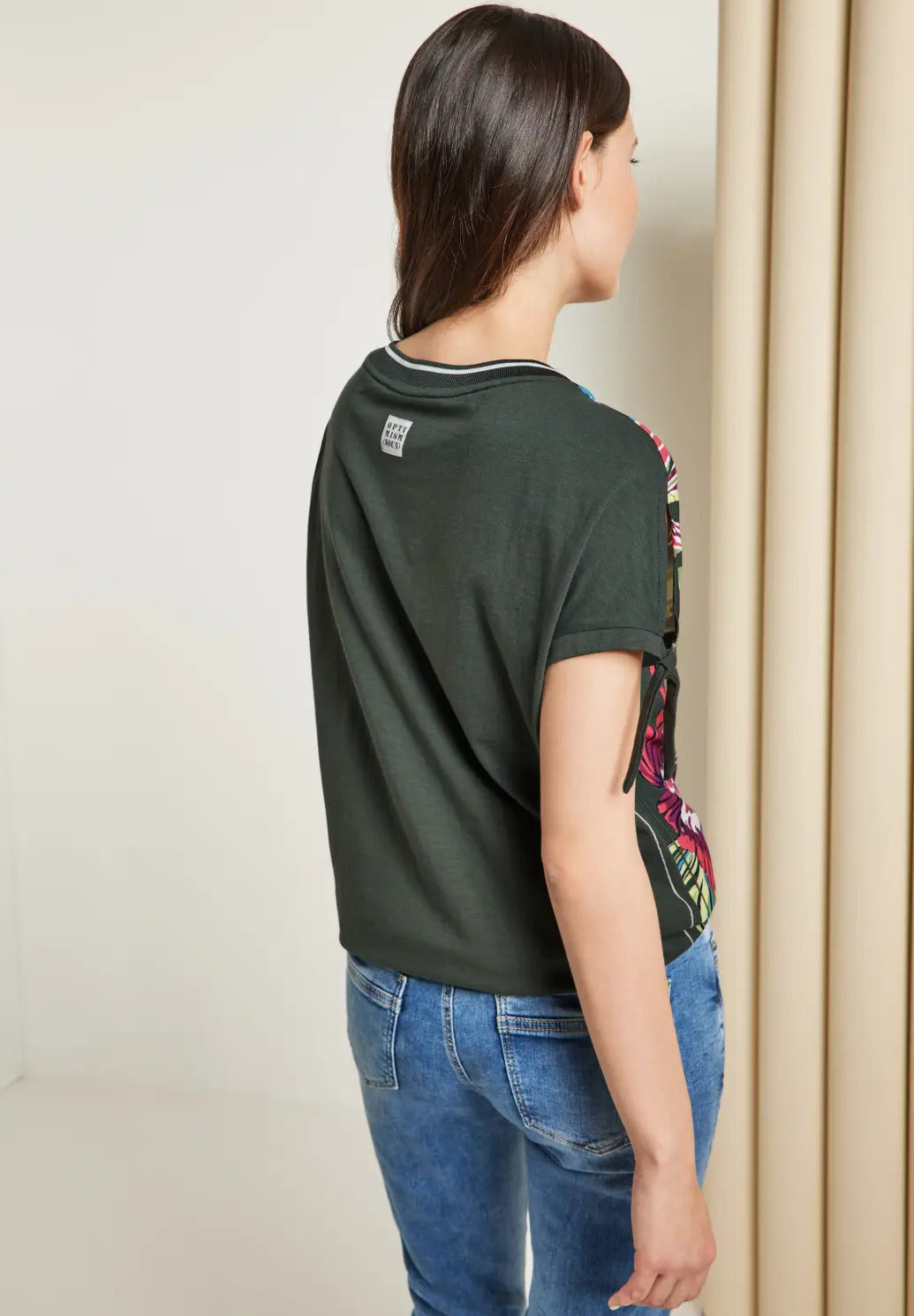 Cecil - Material Mix Printed Shirt - 319641