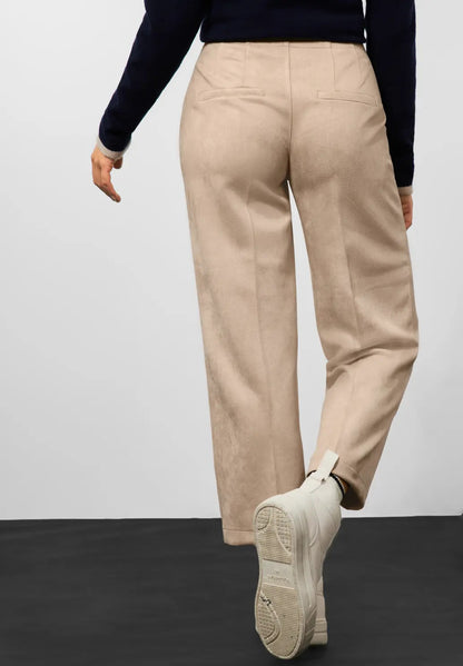 Street One - Wide Leg Velour Trousers - 375932