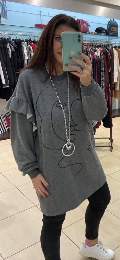 Lipstick - Face Print Sweater - 30716