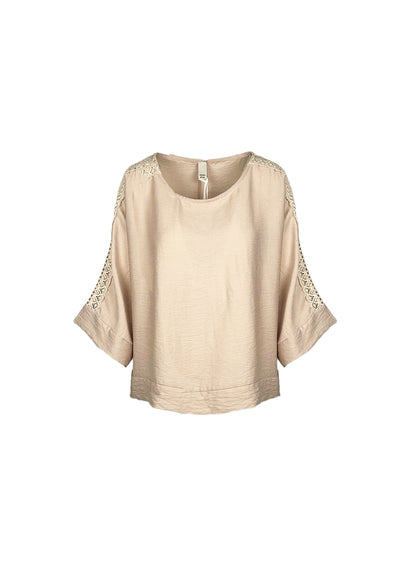 Lipstick - Longsleeved Top with Crochet Sleeve - 2107