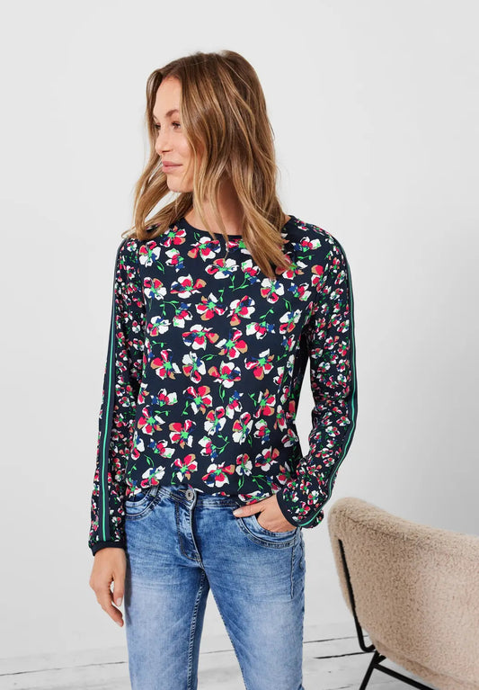 Cecil - Flower Print Mix Blouse - 343786