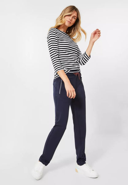 Cecil - Striped Boat-neck Top - 318453S