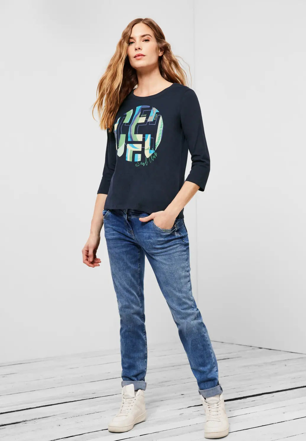 Cecil - Circle Front Print Top - 319111
