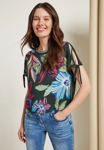 Cecil - Material Mix Printed Shirt - 319641