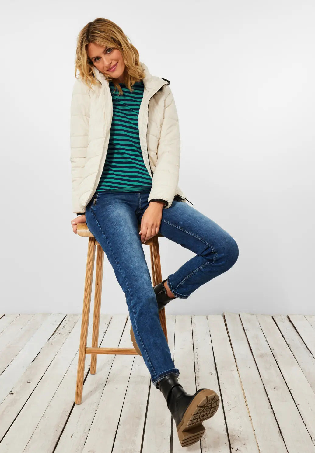 Cecil - Striped Boat-neck Top - 318453S