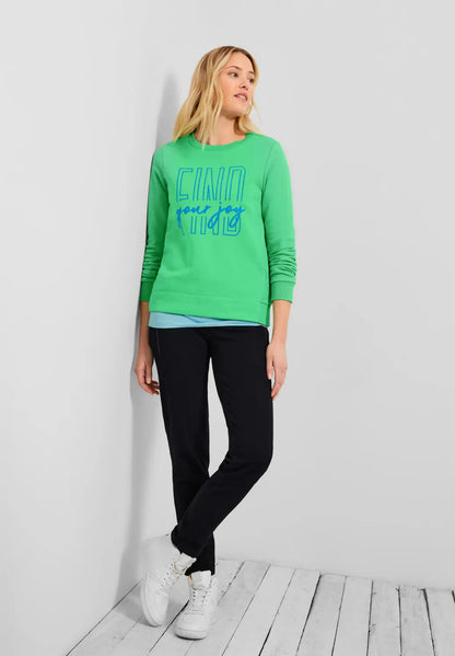 Cecil - Basic Sweatshirt with Wording - 302270