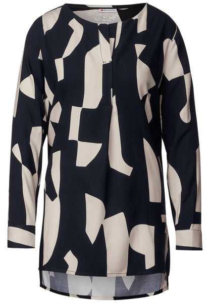 Street One - Placket & Pleat Long Blouse - 343649