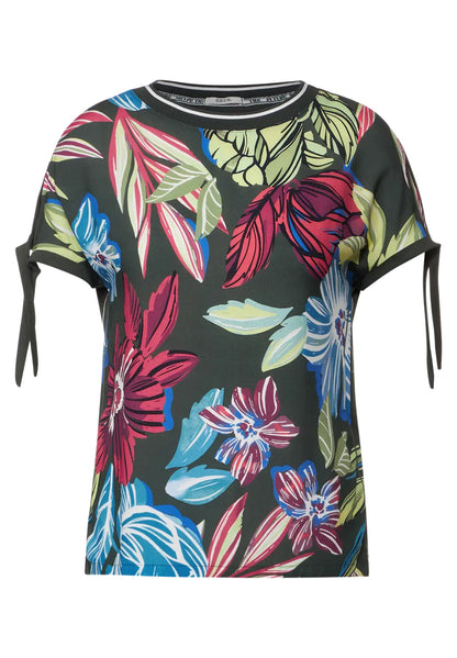 Cecil - Material Mix Printed Shirt - 319641