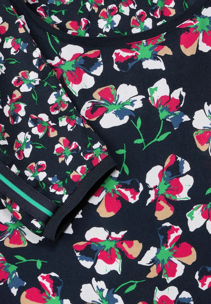 Cecil - Flower Print Mix Blouse - 343786