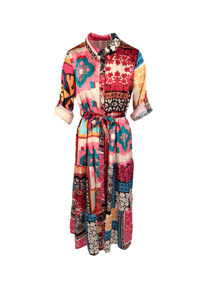 Lipstick - Long Print Shirt Dress - 19536