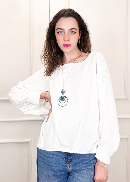Lipstick - Longsleeved Chiffon Top with Necklace - 32157