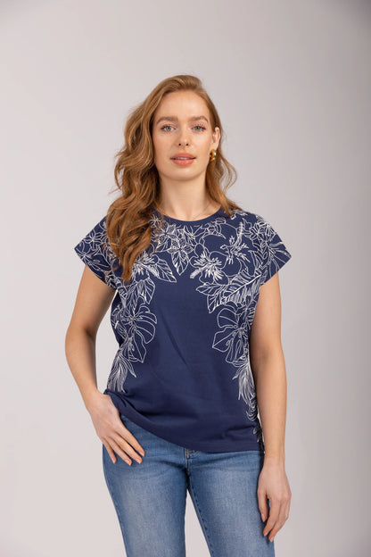 Mudflower - Flower Embroidered T-Shirt - 799