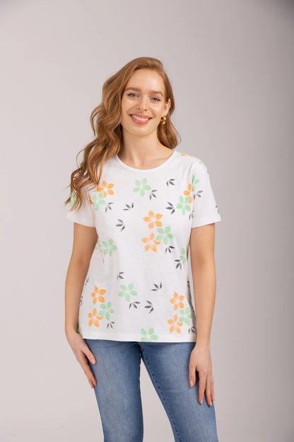 Mudflower - Printed Flower Detail T-Shirt - 749