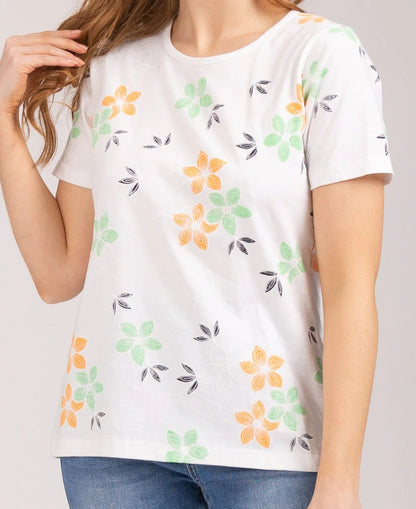 Mudflower - Printed Flower Detail T-Shirt - 749