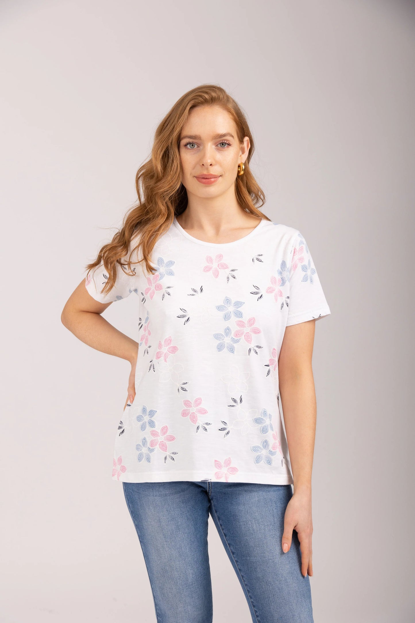 Mudflower - Printed Flower Detail T-Shirt - 749