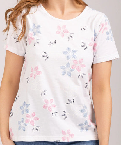 Mudflower - Printed Flower Detail T-Shirt - 749