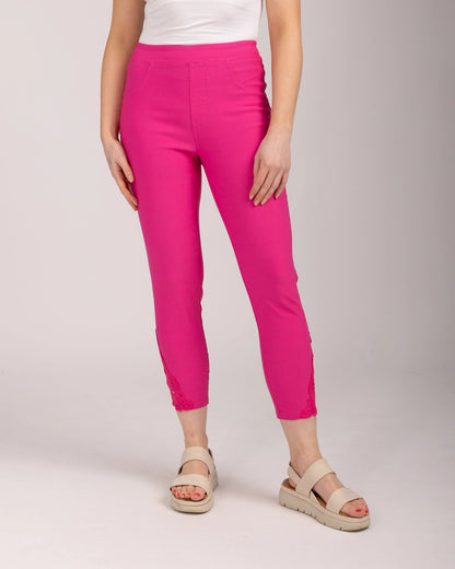 Mudflower - Lace Trim Bengaline Trousers - 706