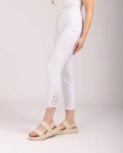 Mudflower - Lace Trim Bengaline Trousers - 706