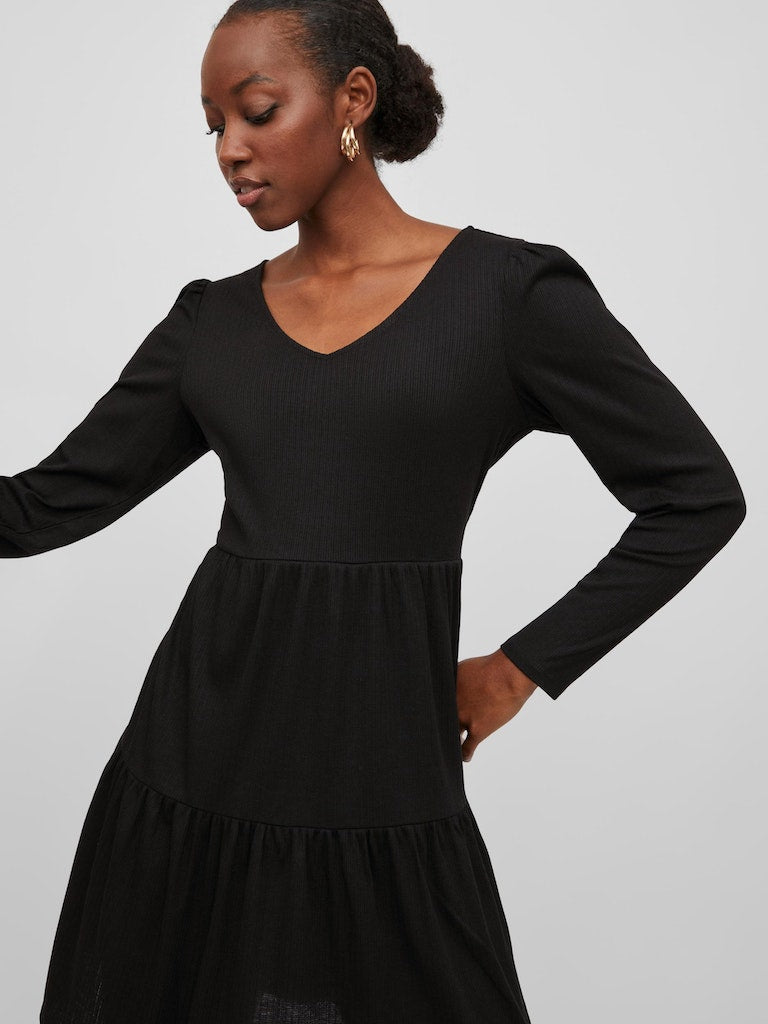 Vila - Bania Long Sleeve V-Neck Dress - 14080500