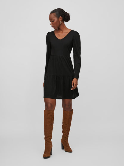 Vila - Bania Long Sleeve V-Neck Dress - 14080500
