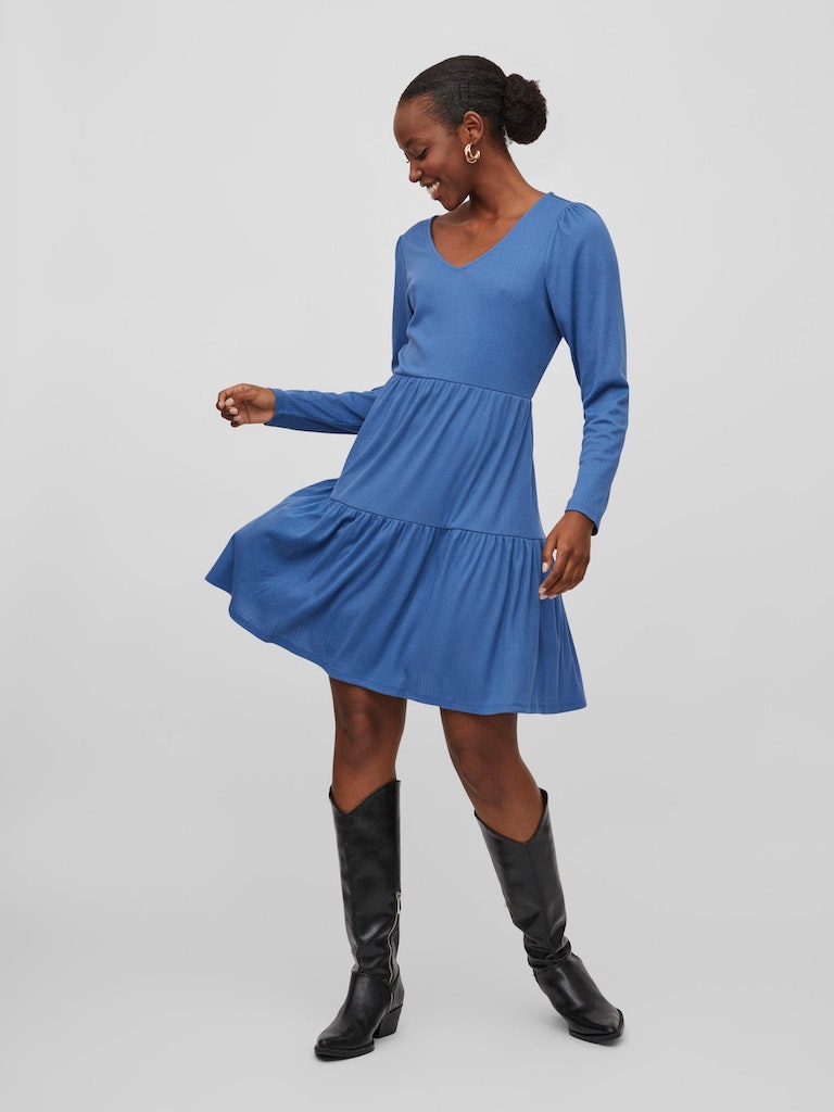 Vila - Bania Long Sleeve V-Neck Dress - 14080500