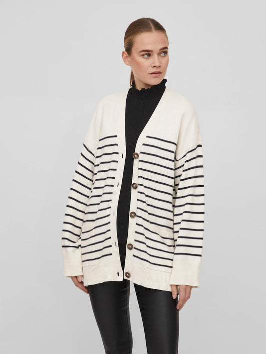 Vila -Suza V-Neck Stripe Knit Cardigan - 14082031