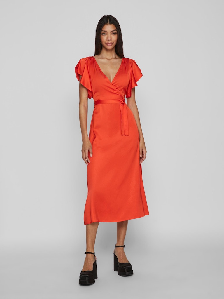 Vila - Carolina Short-Sleeved Wrap Midi Dress - 14083043