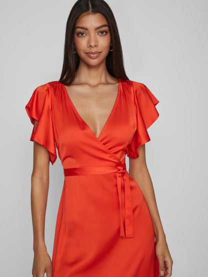 Vila - Carolina Short-Sleeved Wrap Midi Dress - 14083043